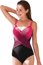 Rose Pleated Cross Wrap Front One Piece Swimsuit